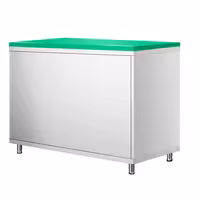 Arbetskåp i rostfritt stål PREMIUM - 1000x600 mm - med 2 skjutdörrar - inkl. skärbräda grön