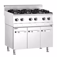 Fogão a gás - 19,6kW - 6 queimadores - com armário baixo - 3 portas