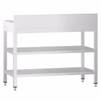 طاولة عمل ستانلس ستيل PREMIUM - 800x600mm - مع رف سفلي & حاجز خلفي & رف وسطي & تدعيم