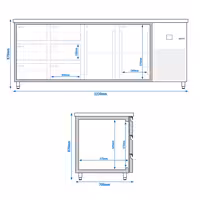 Commercial Counter Fridge PREMIUM - 2330x700mm - with 2 doors - 6 drawers - capacity 632 litres