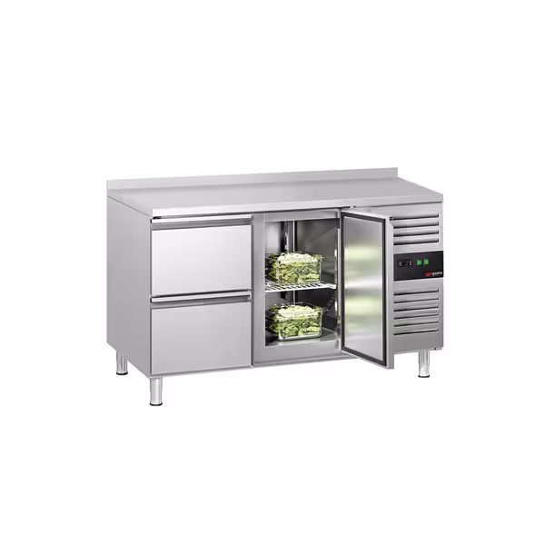 Commercial Counter Fridge ECO - 1360x700mm - with 1 door - 2 drawers [GN 1/1] - with upstand - capacity 282 litres