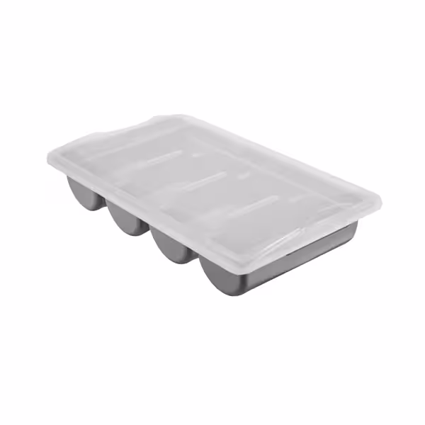 Cutlery Tray - 537x301mm - Height: 120mm - Polypropylene (PP) - with 4 compartments - incl. lid - Grey