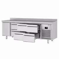Aukstuma galds PREMIUM PLUS - 2452x600 mm - 510 l - ar 1 durvīm - ar 6 atvilktnēm - Ar apmali