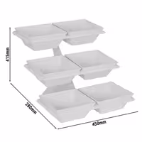 Etagere / Buffet Stand - Metal frame - White - square - Height: 415mm - incl. 6 Melamine bowls 240x240mm - with 3 shelves