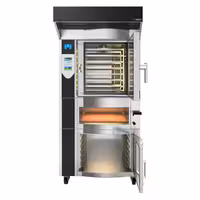 Električni Rotacijska Pekarska konvekcijska pećnica s ovlaživanjem - Zaslon na dodir - 6x EN 600x400 & Pizza pećnica - uklj. Pizza pećnica & Komora za fermentaciju & Kuhinjska napa - Nehrđajući čelik