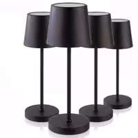 (4 adet) Şarj Edilebilir Masa Lambası - MERLE MINI - 3 kademeli kısılabilir - Ø110x305mm - Siyah