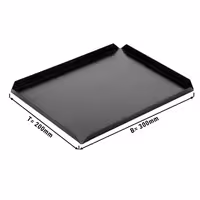 (5 unid) Bandeja de apresentação - Alumínio anodizado - 300x200x10mm - Preto - retangular