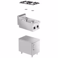 Fogón a gas de sobremesa - 7kW - 2 fuegos - con subestructura con 1 puerta