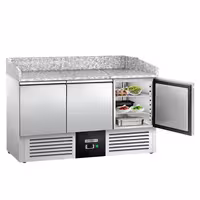 Commercial Pizza Prep Counter - Granite Top PREMIUM - 1400x700mm - with 3 doors