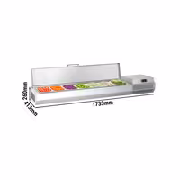 Aukstuma galda vitrīna PREMIUM PLUS - 1733x413 mm - 6 x GN 1/3