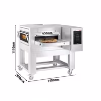 Commercial Electric Conveyor Pizza Oven - 1400x2000mm (55"x79") - Touchscreen Controls - Belt width: 650mm (26") - up to 350°C - incl. Base frame & Wheels