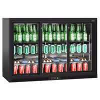 Barski hladnjak - 1350 mm - 320 l - s 3 klizna staklena vrata - crna izvana i iznutra