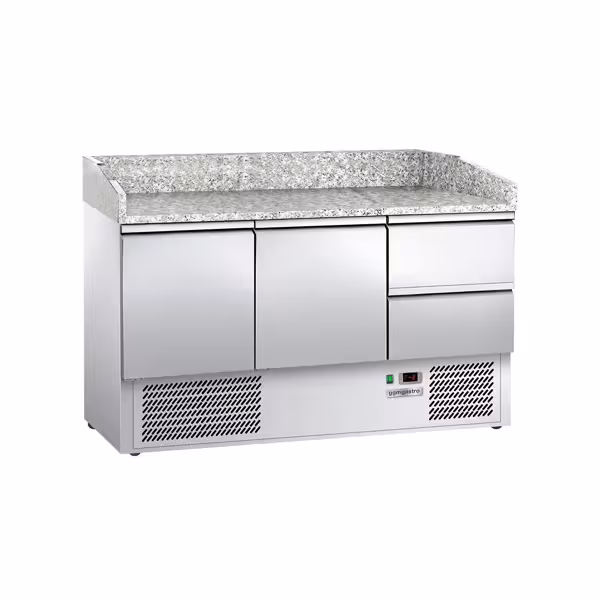 Commercial Pizza Prep Counter - Granite Top ECO - 1400x700mm - with 2 doors & 2 drawers