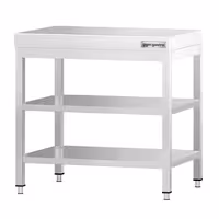 Rozsdamentes acél munkaasztal PREMIUM - 600x600 mm - alsó polccal & köztes polccal