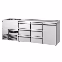 Direct Draw Beer Dispenser / Kegerator PREMIUM - 2500x700mm - 1 Solid Door & 6 Drawers