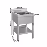 Sudoper ECO - 600x700 mm - s donjom policom - s 1 koritom - korito sredina - inox