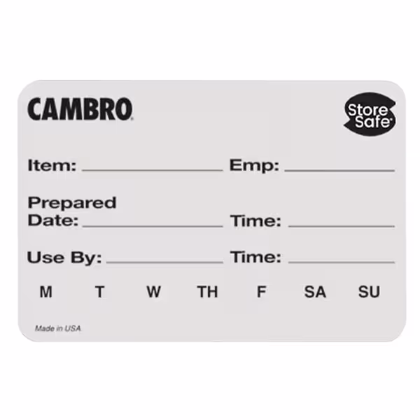 (6 szt.) CAMBRO | Etykiety do rotacji żywności StoreSafe® – 76 x 50 mm – 250 etykiet w rolce