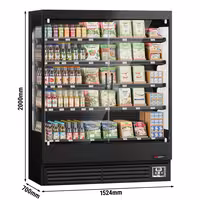 Commercial multideck display fridge - 1524mm - 693L - with 2 hinged glass doors & 4 shelves - Black