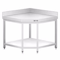 طاولة عمل ستانلس ستيل زاوية PREMIUM - 1000x700mm - مع رف سفلي & حاجز خلفي