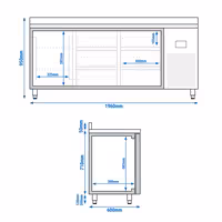 Commercial Counter Fridge PREMIUM PLUS - 1960x600mm - with 1 door - 6 drawers - with upstand - capacity 385 litres