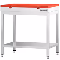 Profesionalni inox radni stol PREMIUM - 600x600 mm - s donjom policom - uklj. daska za rezanje Crvena