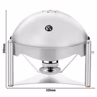 Chafing Dish - Rund - mit Rolldeckel - Chrom