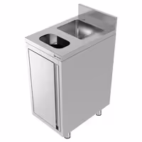 Sudoper s ormarićem - inox - 400 x 600 mm - s košem za otpatke - s 1 koritom