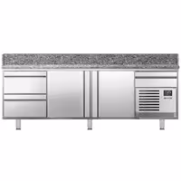 Table réfrigérée à pizza Premium PLUS - 2305 x 800 mm - avec 2 portes & 3 tiroirs