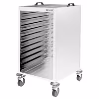 Inox kolica za poslužavnike - za 18 poslužavnika 530x370 mm - kotači Ø 125 mm (2 s kočnicom)