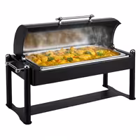 — grijana posuda GN 1/1 - s roll-top poklopcem - crna (chafing dish)