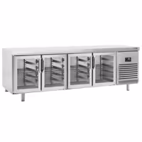 Stół chłodniczy barowy do napojów Premium PLUS – 2752 x 800 mm – z 4 drzwiami szklanymi