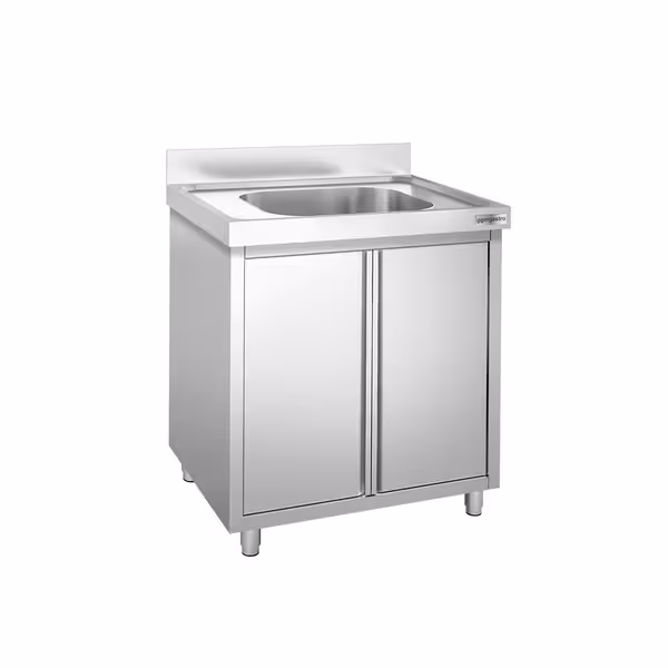 Sudoper s ormarićem PREMIUM - inox - 800 x 600 mm - s 1 koritom - korito sredina