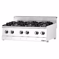 Fogão a gás - 19,6kW - 6 queimadores - com armário baixo - 3 portas