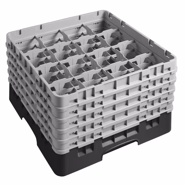 CAMBRO | CAMRACK® – Glasdiskkorg 1/1 – 16 fack – med 5 förlängare – 500x500 mm – Svart