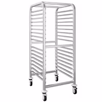 Inox kolica za poslužavnike - za 15 poslužavnika 530x370 mm - kotači Ø 125 mm (2 s kočnicom)