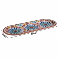 (6 adet) ARABESQUE - Sunum Tabağı - Melamin, 380x155mm, Terrakotta / Mavi