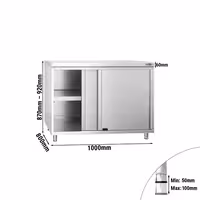 خزانة قاعدية ستانلس ستيل PREMIUM - 1000x800mm - أبواب منزلقة