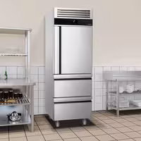 Kühlschrank Edelstahl PREMIUM - GN 2/1 - 700 Liter - mit 1 Halbtür & 2 Schubladen