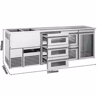 Pivski šank PREMIUM - 2500x700 mm - 1 Staklena vrata & 5 Staklene ladice