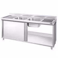 Sudoper s ormarićem PREMIUM - inox - 2000 x 700 mm - sa 2 korita - korita sredina