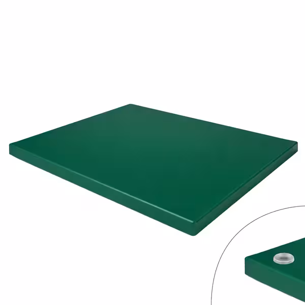 Griešanas dēlis - 300x500 mm - Biezums: 20 mm - HACCP atbilstošs - PE500 (HDPE) polietilēns - Zaļš - Neslīdošas kājiņas - Var mazgāt trauku mazgājamā mašīnā