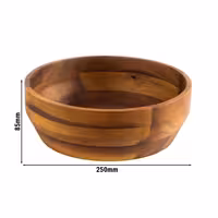 (6 adet) Kase - ACACIA - Akasyalı Ahşap - 2,5L - yuvarlak - Ø250mm - Derinlik:85mm - Kahverengi