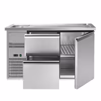 Direct Draw Beer Dispenser / Kegerator - 1 Stainless Door + 2 Drawers PREMIUM – 1 sink left - 1550×700 mm