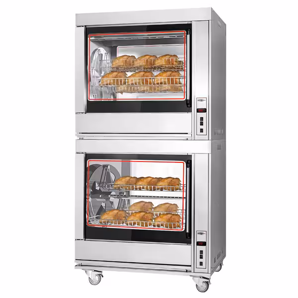Commercial Electric Basket Rotisserie Oven - 20kW - with 14 Rotary Baskets for up to up to 84 chickens