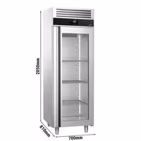 Szafa mroźnicza PREMIUM – stal nierdzewna – GN 2/1 – 700 L – z 1 drzwiami szklanymi