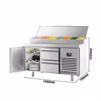 ثلاجة تحضير سلطات PREMIUM PLUS - 1468x700mm - 1 باب & 2 أدراج - مخصصة لـ 1x GN 1/2 & 6x GN 1/3