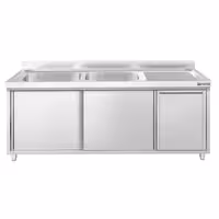 PREMIUM umivaonik – 2000 x 600 mm – s košem za smeće i 2 lijevo postavljena umivaonika