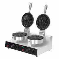 Commercial Waffle Maker - Double - Manual - 2.6kW - Shape: Hearts - Ø 180mm - plates with Teflon coating