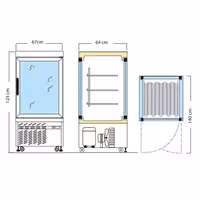 4-Sided Glass Display Freezer - 230L - 670mm - with 3 rotating glass shelves - 1 glass door - for patisserie