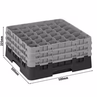 CAMBRO | CAMRACK® - Košara za pranje čaša 1/1 - 36 odjeljaka - Sa 3 produžetka - 500x500 mm - Crna boja
